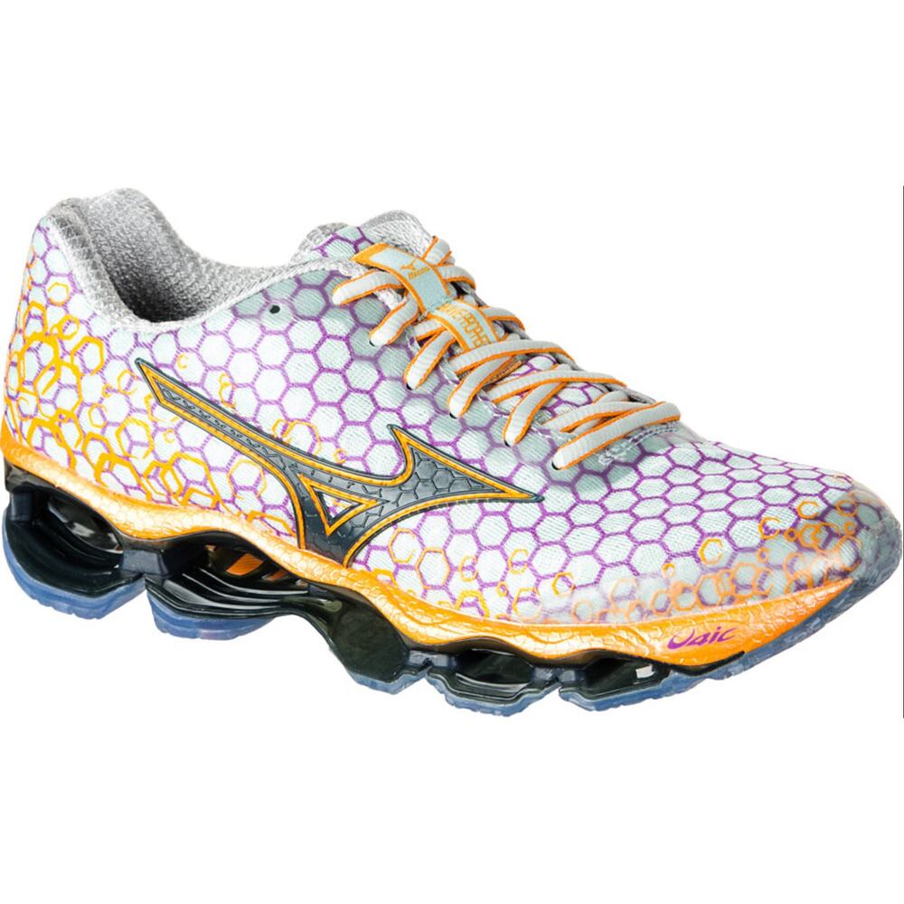 Mizuno Wave Prophecy 3 Running Shoe Sneakers Lace Up Hexagon Orange Purple 7